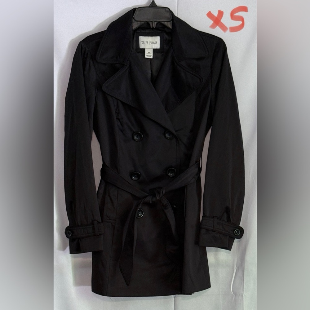 White House Black Market Black Trench Coat